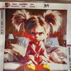 309- Colorful Diamond Art Kit with Cartoon Character Pouting in bed